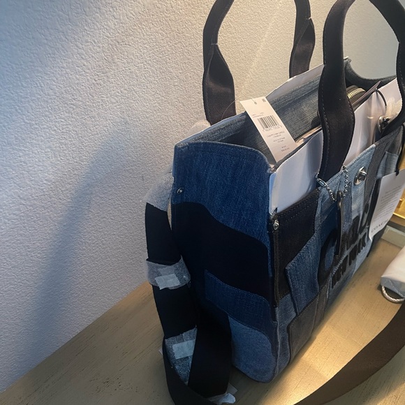 Coach Blue and Black Patchwork Tote - Picture 3 of 8